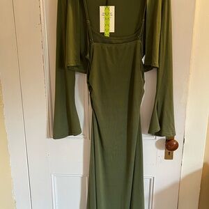 Cider Green Long Sleeve Bell Gown